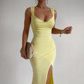 Slim Sleeveless Slit Dress – Back Tie Fashion for Women
