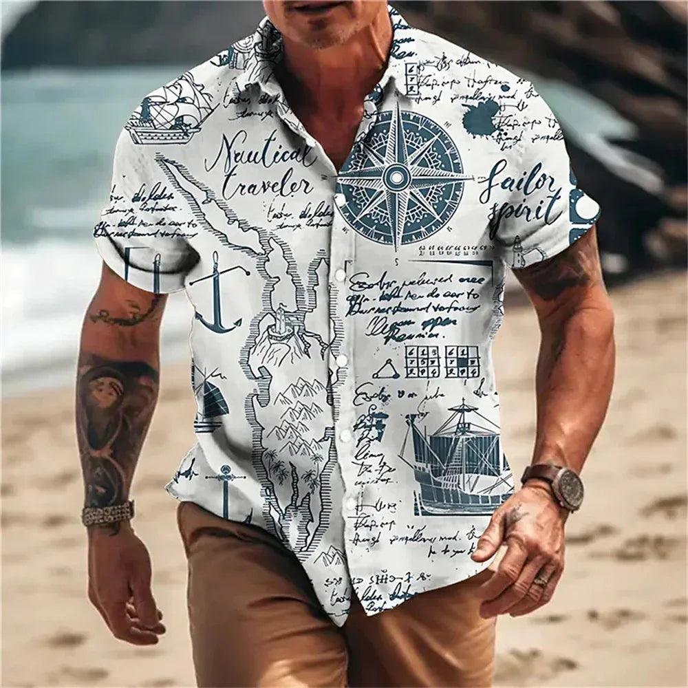Gradient 3D Print Men's Summer Shirt – Short Sleeve Casual