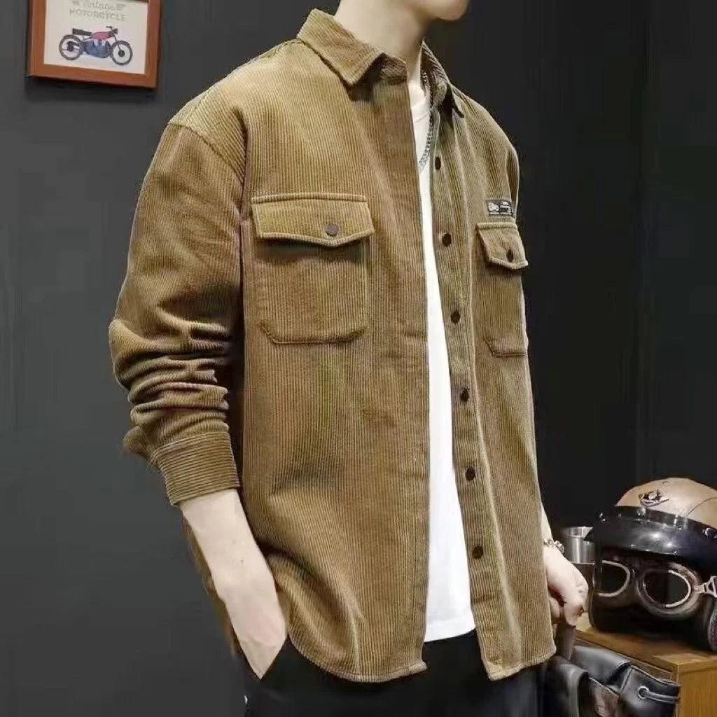 Casual Corduroy Jack met coltrui – Heren Lente & Herfst Kleding
