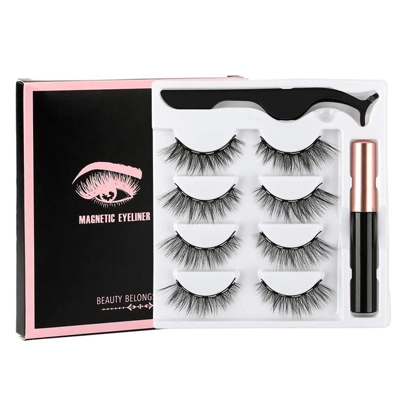 Magnetic Eyelashes Kit – 4 Pairs & Waterproof Eyeliner