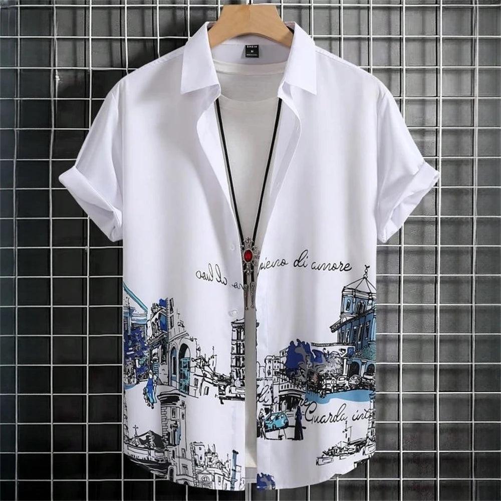3D Patchwork Men's Hawaiian Shirt – Short Sleeve Beachwear