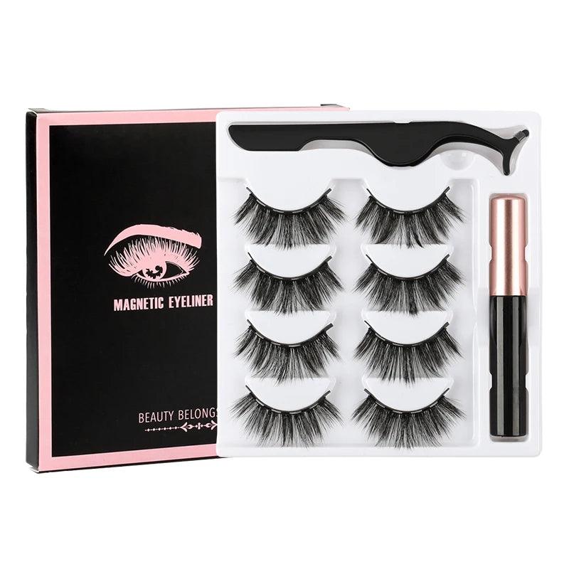 Magnetic Eyelashes Kit – 4 Pairs & Waterproof Eyeliner